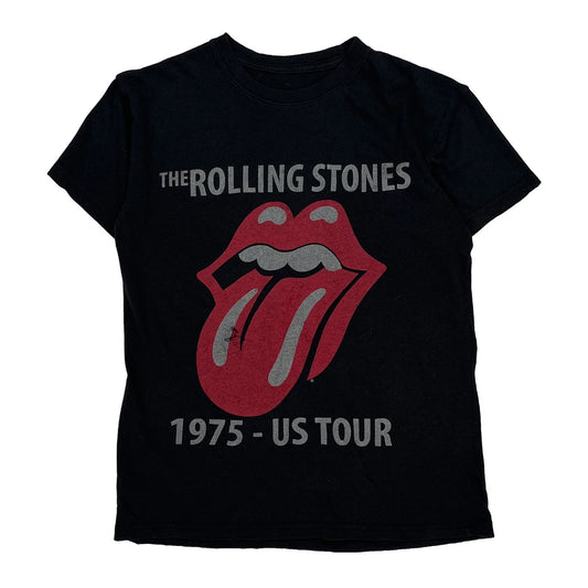 1975 US Tour The Rolling Stones Band T-Shirt - XS Black Cotton