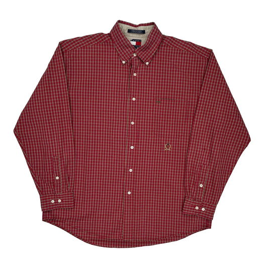 Vintage Tommy Hilfiger Checked Shirt - XL Red Cotton