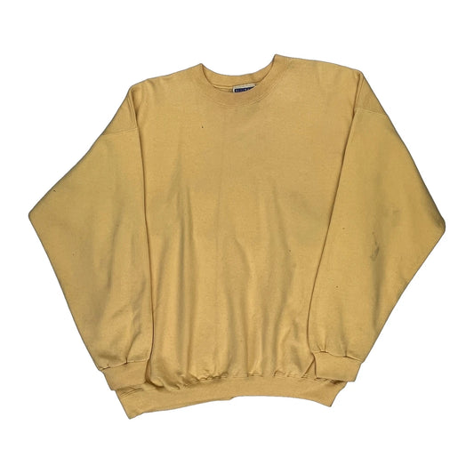 90S Blank Hanes Sweatshirt - Large Yellow Cotton