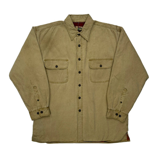 Work N Sport Flannel Lined Shirt Jacket - Large Beige Cotton