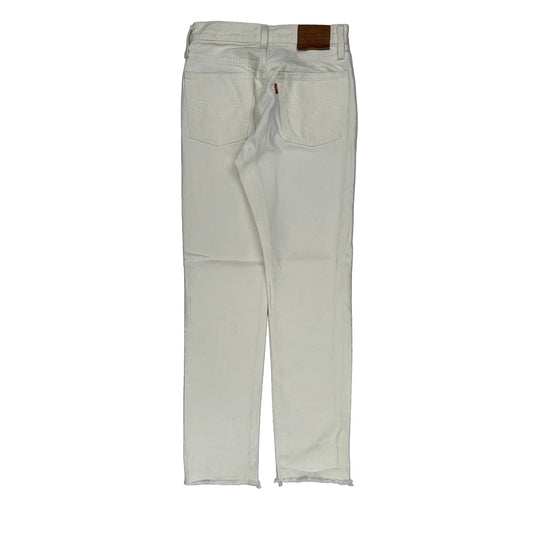 501 Levis Skinny Jeans - 24W UK 4 White Cotton