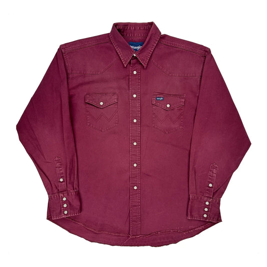 Wrangler Work Shirt - XL Burgundy Cotton
