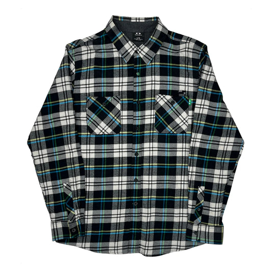 Oakley Checked Flannel Shirt - Large Black Cotton