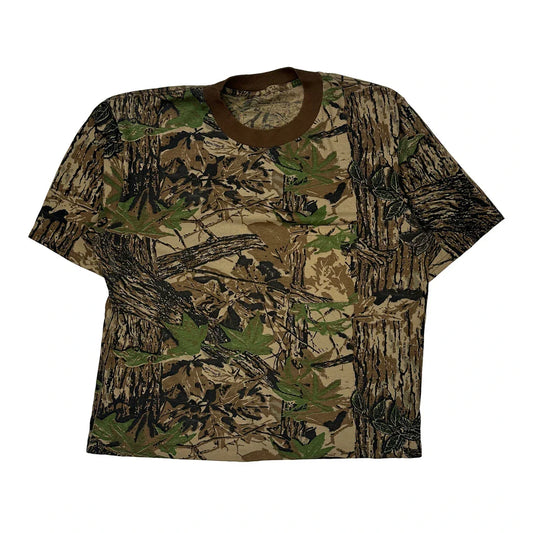 Vintage Mossy Oak Camo T-Shirt - Large Brown Cotton