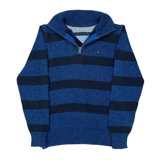 Age 10-11 Tommy Hilfiger 1/4 Zip - Medium Blue Cotton Blend