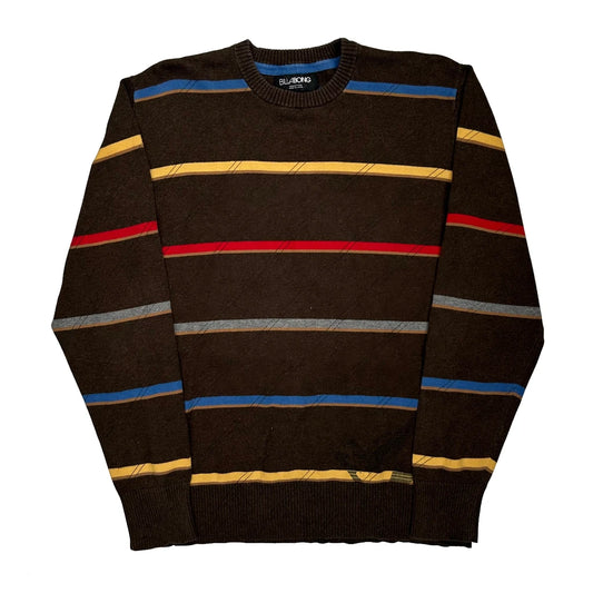 Billabong Striped Jumper - XL Brown Cotton