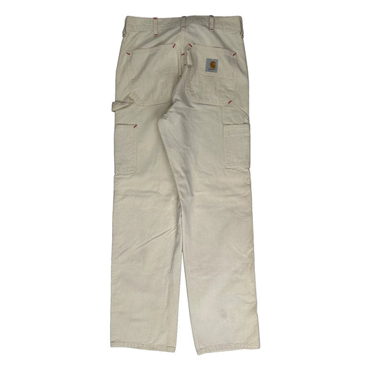 Carhartt Double Knee Carpenter Trousers - 29W 34L Cream Cotton