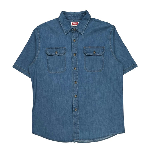 Wrangler Denim Shirt - Large Blue Denim