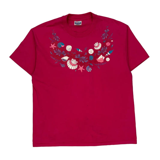 Hanes Single Stitch T-Shirt - XL Red Cotton Blend