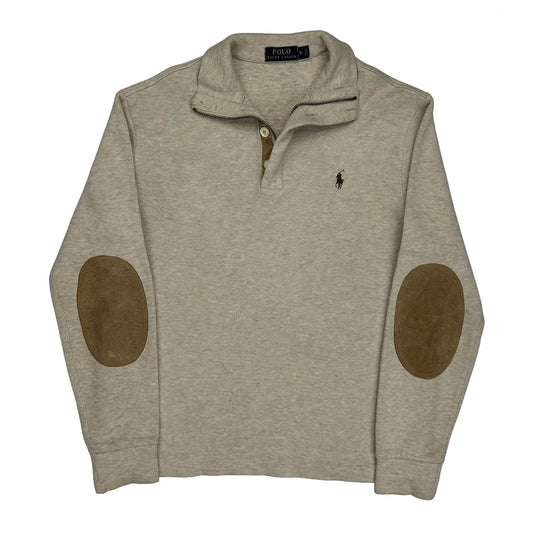Polo By Ralph Lauren Patch 1/4 Zip - Small Beige Cotton