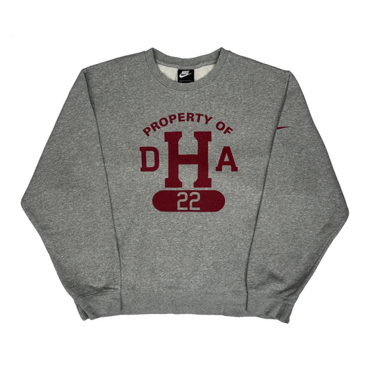 Nike College Sweatshirt - XL Grey Cotton Blend