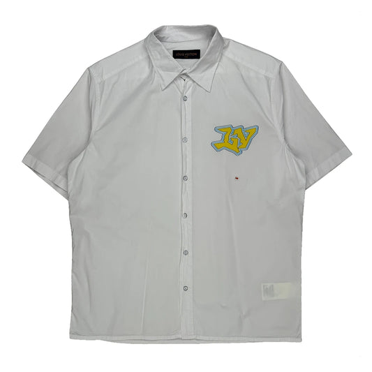 Vintage Louis Vuitton Short Sleeve Shirt - Large White Cotton