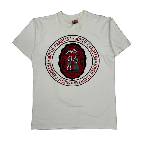 University Of South Carolina Nutmeg Single Stitch T-Shirt - XL White Cotton