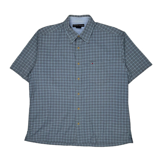 Tommy Hilfiger Checked Short Sleeve Shirt - Large Blue Cotton