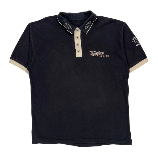 California Harley Davidson Polo Shirt - Medium Black Cotton