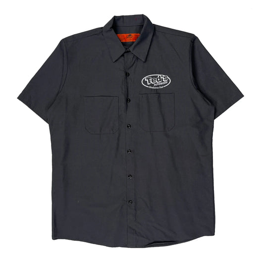 Vintage Red Kap Graphic Short Sleeve Shirt - Large Black Polyester Blend