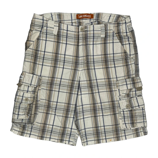 Lee Checked Cargo Shorts - 35W 11L Beige Cotton