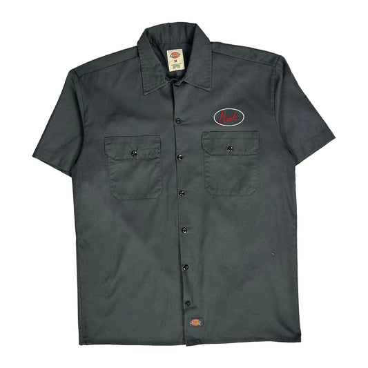 Vintage Dickies Short Sleeve Shirt - Medium Grey Polyester Blend