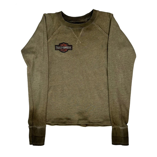 Motorcycles Harley Davidson Long Sleeve T-Shirt - Small Brown Cotton
