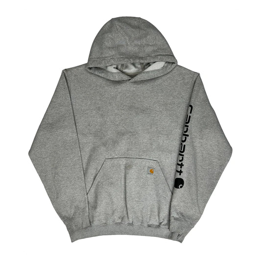 Carhartt Spellout Hoodie - Large Grey Cotton Blend