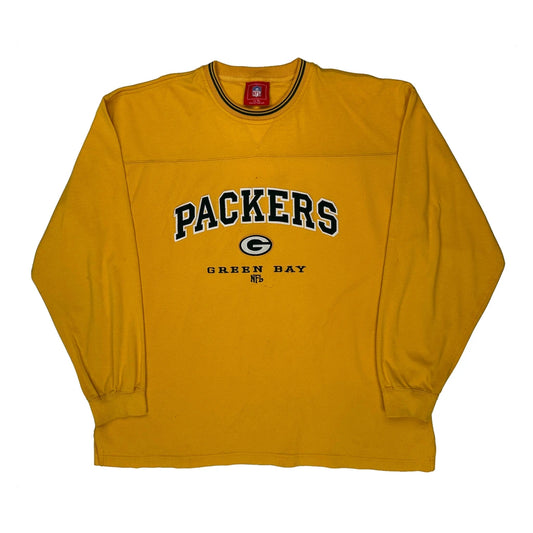 Vintage Green Bay Packers Nfl Long Sleeve T-Shirt - XL Yellow Cotton