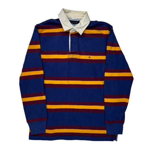 Tommy Hilfiger Striped Rugby Shirt - Medium Blue Cotton