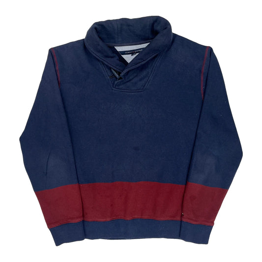 Tommy Hilfiger Collared Sweatshirt - Large Red Cotton