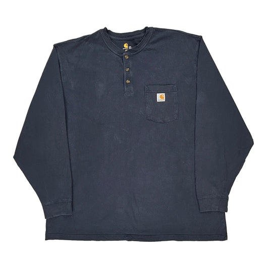 Carhartt Long Sleeve T-Shirt - 2XL Navy Cotton