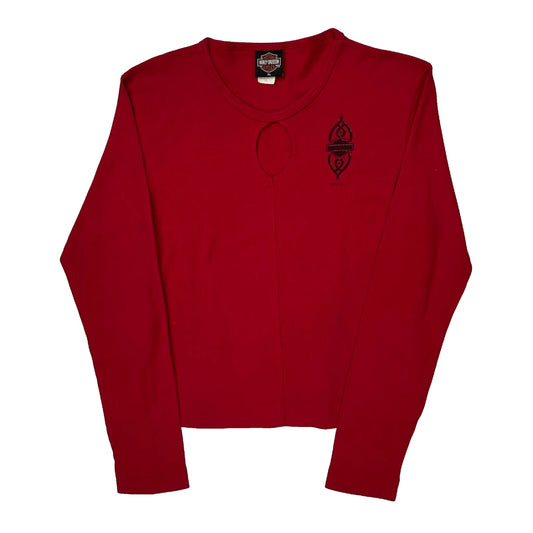 Vintage Dubois Harley-Davidson Harley Davidson Graphic Long Sleeve T-Shirt - XL Red Cotton