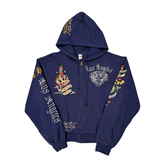 Los Angeles Ed Hardy Graphic Hoodie - 2XL Blue Cotton