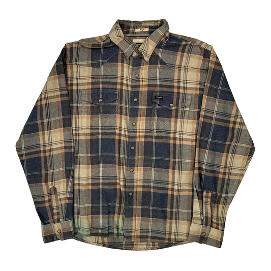Wrangler Checked Flannel Shirt - XL Blue Cotton