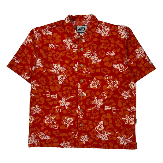 Brugi Floral Hawaiian Shirt - Large White Cotton