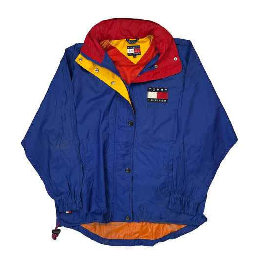 90S Tommy Hilfiger Windbreaker - Large Blue Nylon
