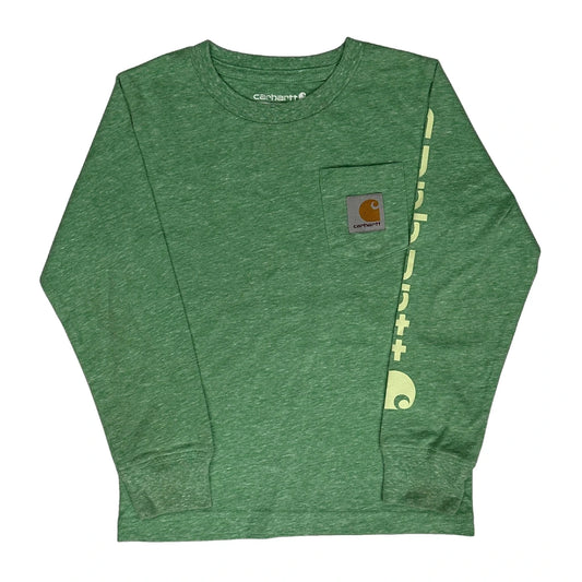Vintage Age 4 Carhartt Long Sleeve T-Shirt - XS Green Cotton Blend