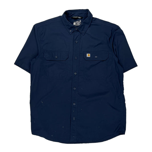 Carhartt Short Sleeve Shirt - Large Navy Cotton