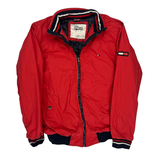 Tommy Hilfiger Denim Bomber Jacket - Large Red Polyester