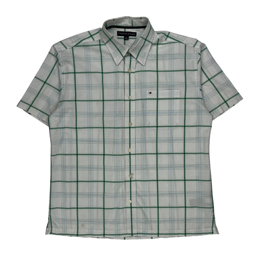 Tommy Hilfiger Checked Short Sleeve Shirt - Medium Green Cotton