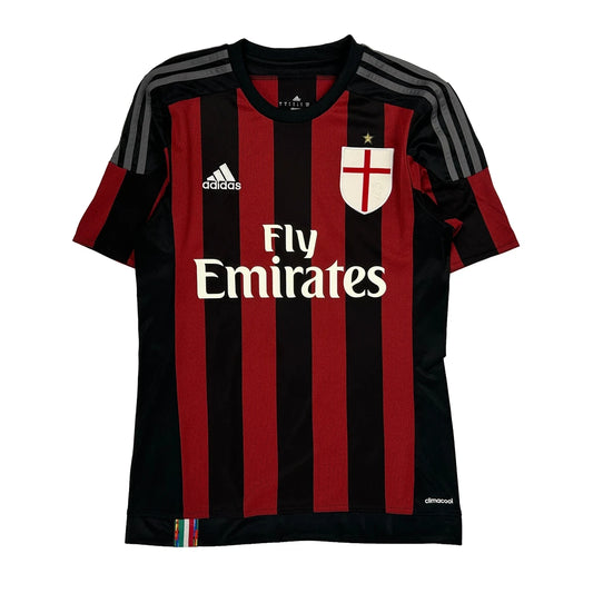 Ac Milan 2015/16 Adidas Home Football Shirt - Small Black Polyester