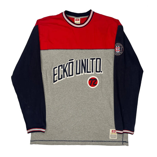 Ecko Unltd Spellout Long Sleeve T-Shirt - Large Grey Cotton