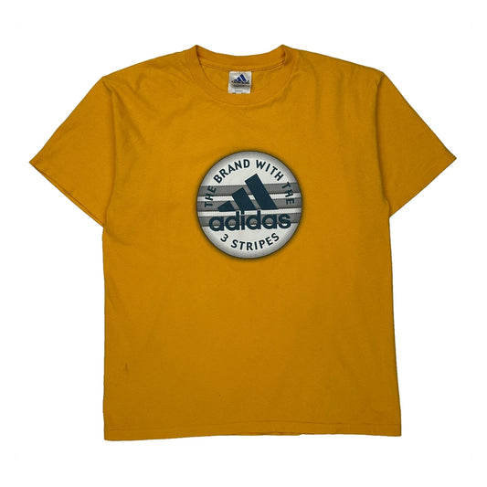 Vintage The Brand With The 3 Stripes Adidas Graphic T-Shirt - Medium Yellow Cotton