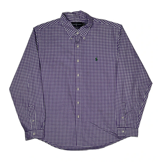 Custom Fit Ralph Lauren Checked Patterned Shirt - 2XL Purple Cotton