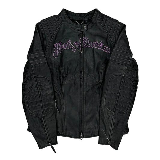 Riding Gear Harley Davidson Graphic Leather Jacket - Large Black Leather