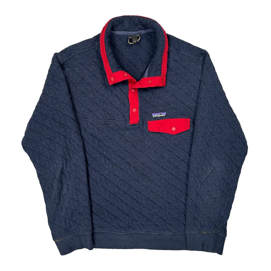 Patagonia Quilted T Snap Rugby Shirt - Large Blue Cotton