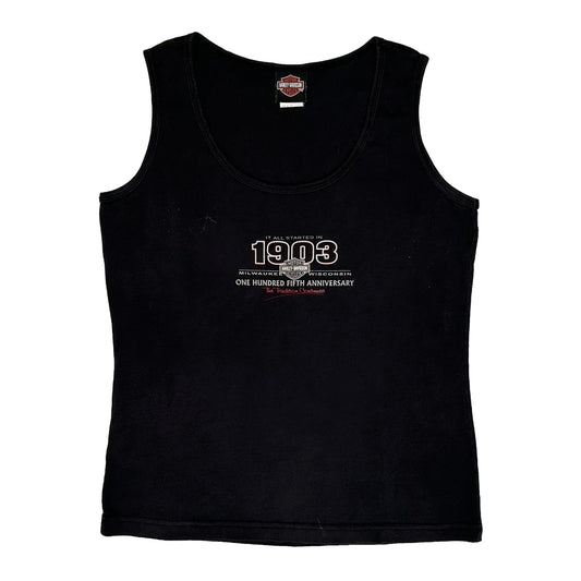One Hundred Fifth Anniversary Harley Davidson Graphic Vest - XL Black Cotton Blend