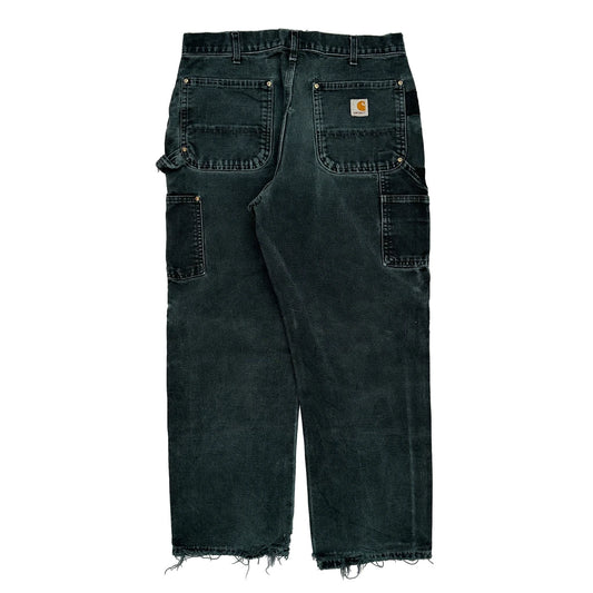Carhartt Double Knee Carpenter Trousers - 34W 28L Dark Wash Cotton
