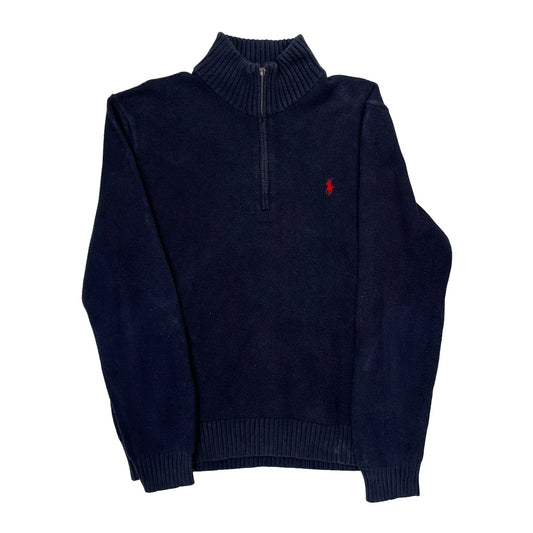 Polo By Ralph Lauren 1/4 Zip - Large Navy Cotton