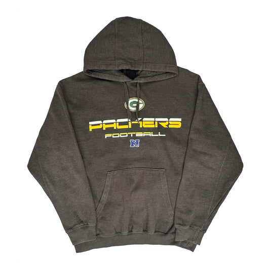 Green Bay Packers N.F.L. Graphic Hoodie - Large Grey Cotton Blend