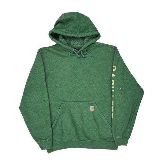 Carhartt Spellout Hoodie - Medium Green Cotton Blend