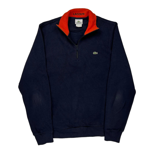 Lacoste Collared 1/4 Zip - Medium Orange Cotton