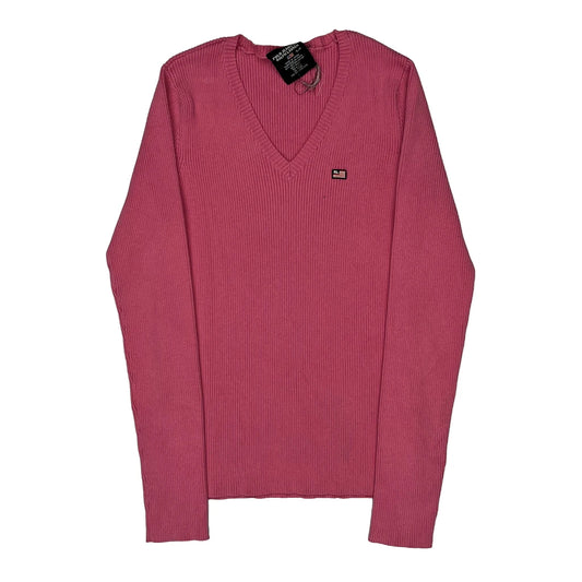 Polo By Ralph Lauren V-Neck Jumper - Small Pink Cotton Blend